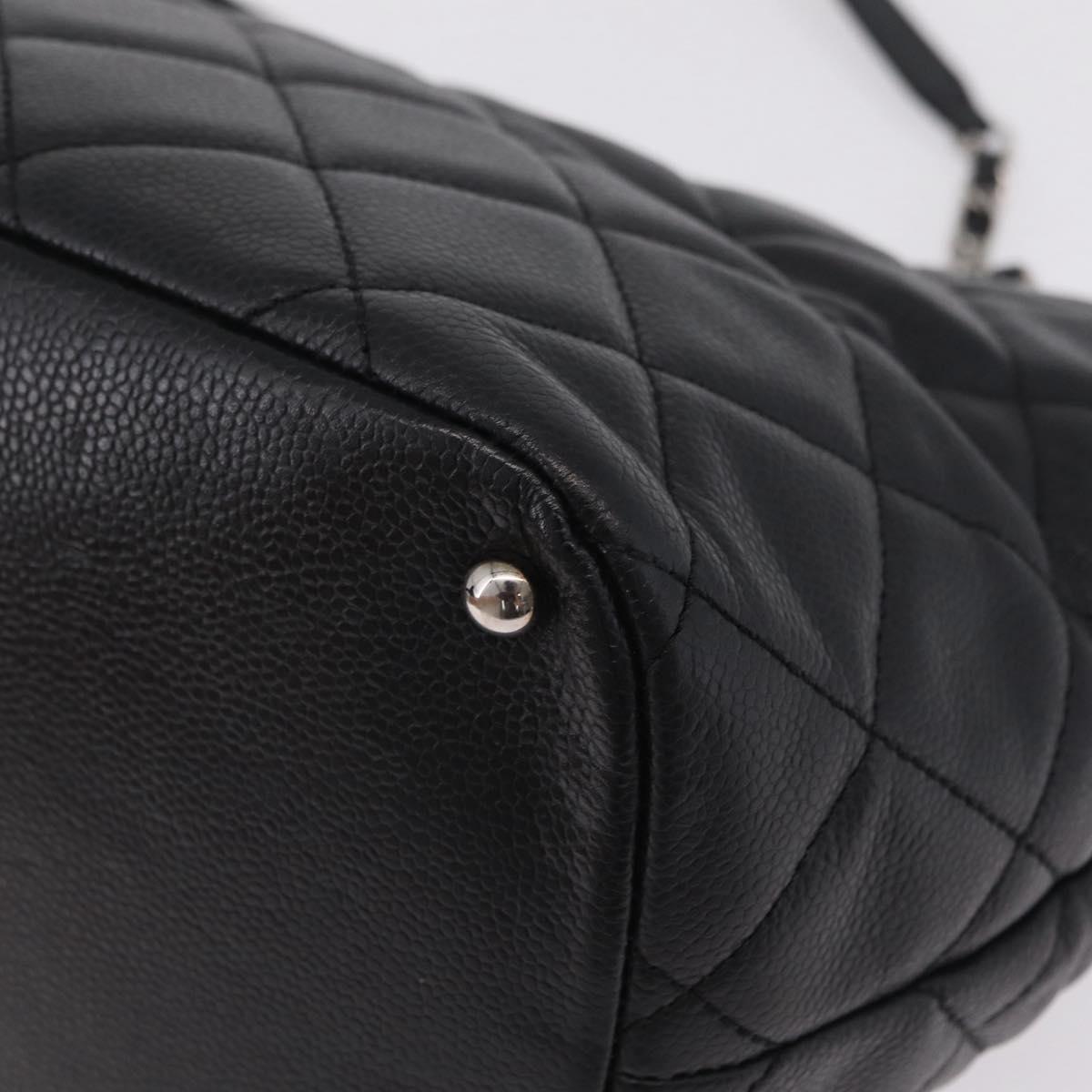 CHANEL GST Matelasse Chain Tote Bag Caviar Skin Black Silver CC Auth ep16554SAM