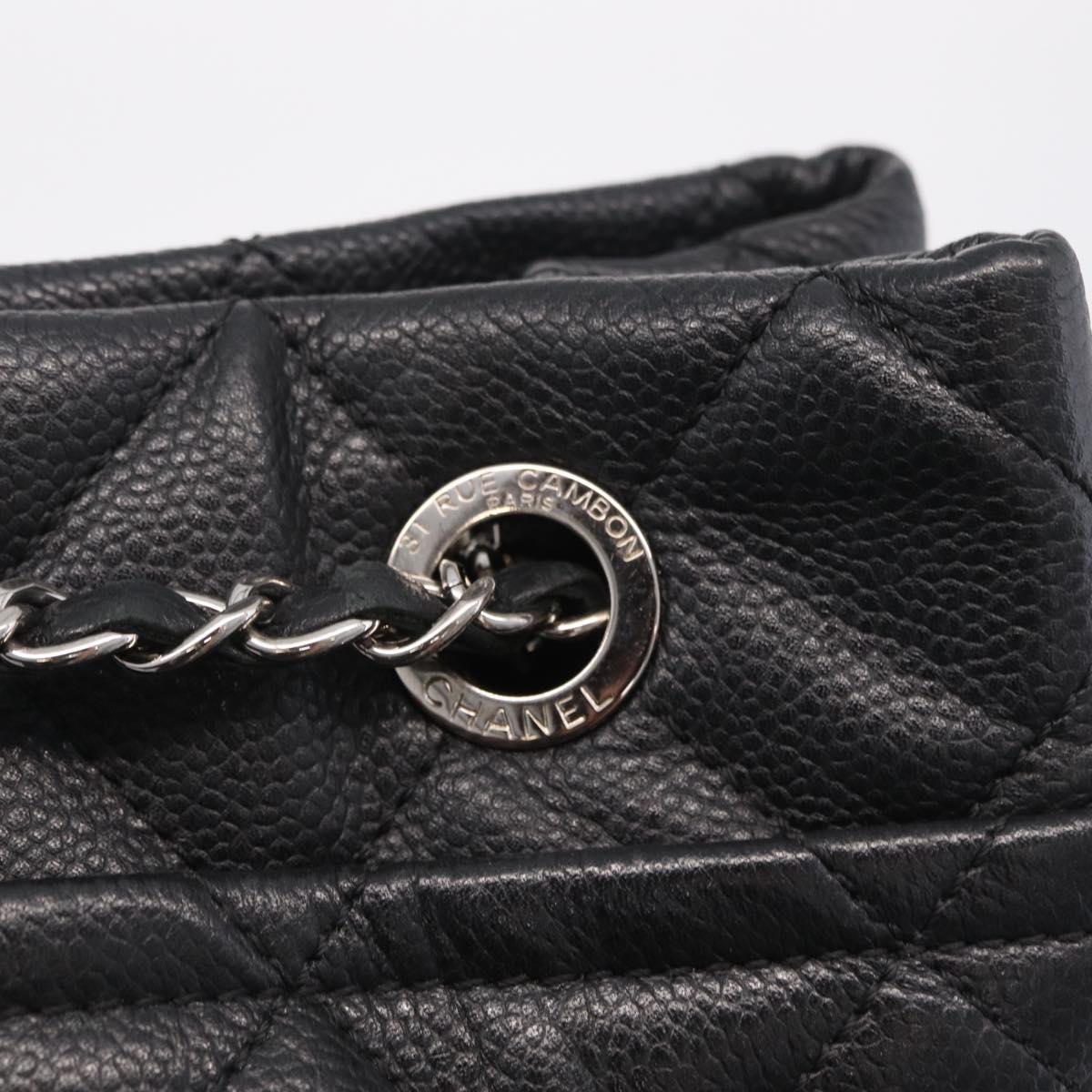 CHANEL GST Matelasse Chain Tote Bag Caviar Skin Black Silver CC Auth ep16554SAM