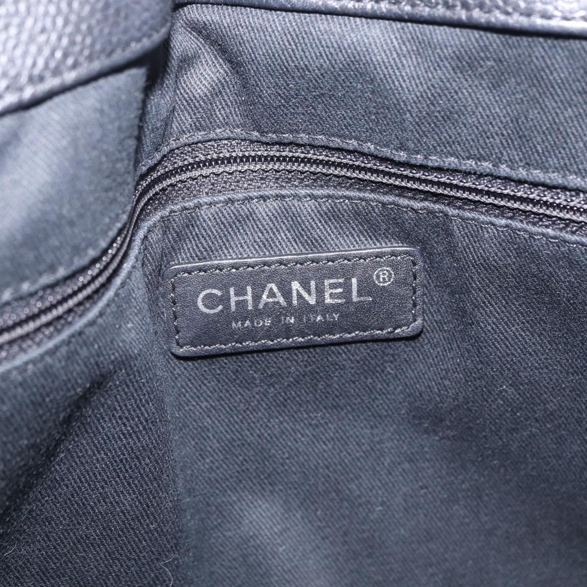 CHANEL GST Matelasse Chain Tote Bag Caviar Skin Black Silver CC Auth ep16554SAM