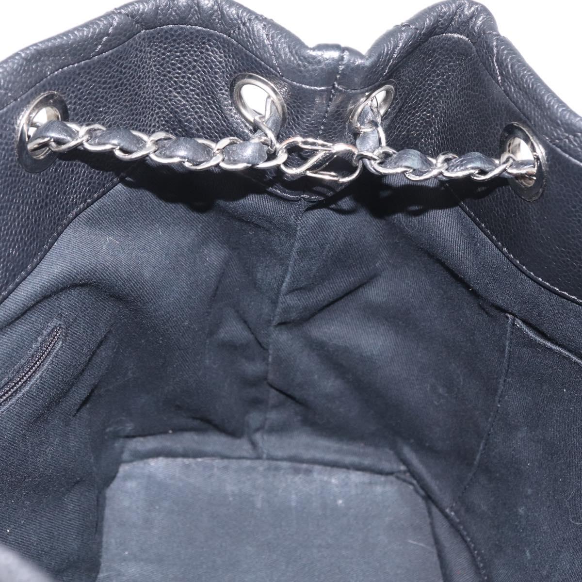 CHANEL GST Matelasse Chain Tote Bag Caviar Skin Black Silver CC Auth ep16554SAM