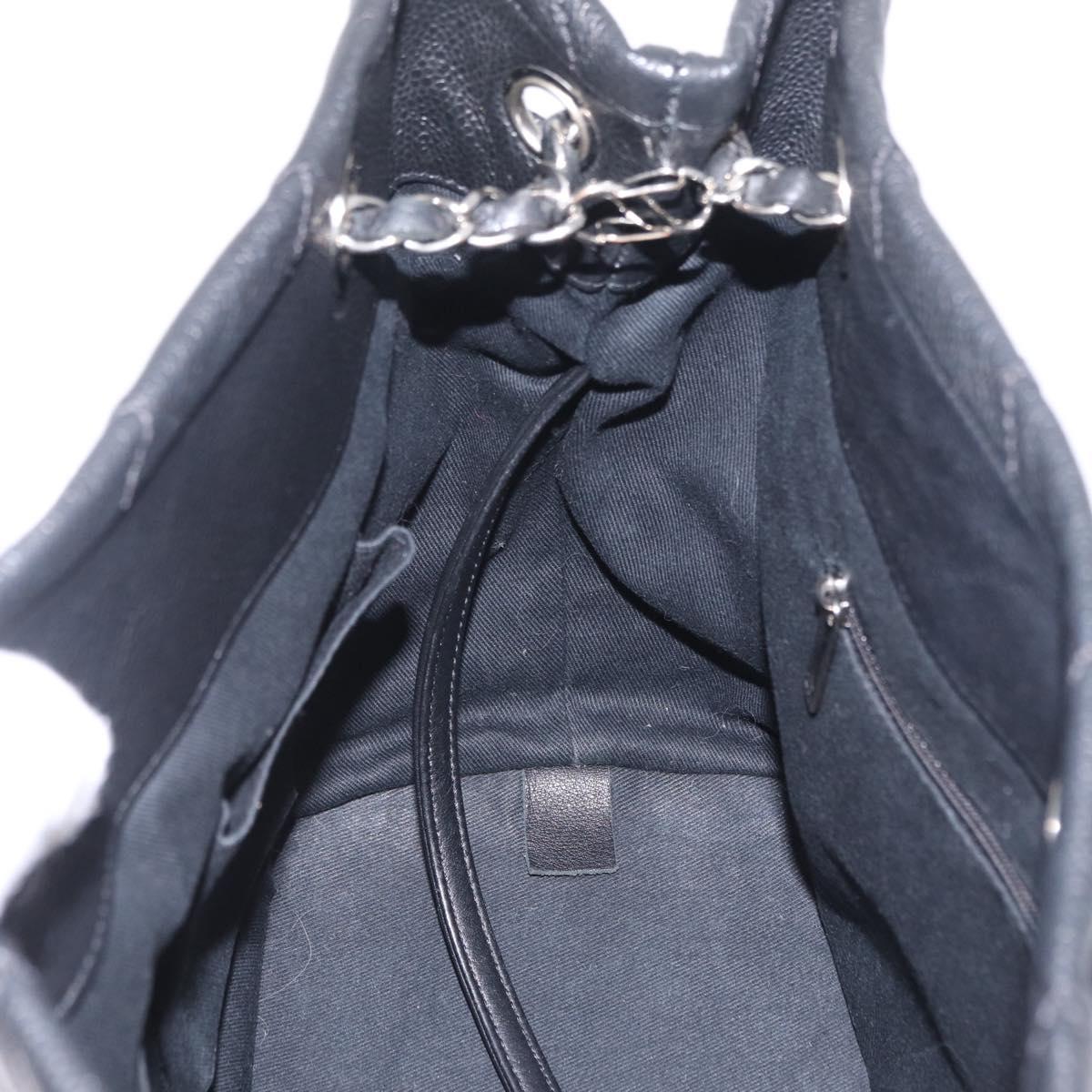 CHANEL GST Matelasse Chain Tote Bag Caviar Skin Black Silver CC Auth ep16554SAM