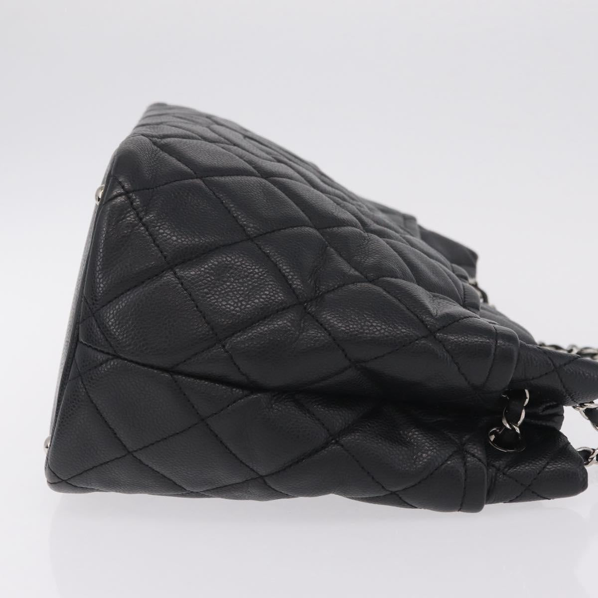 CHANEL GST Matelasse Chain Tote Bag Caviar Skin Black Silver CC Auth ep16554SAM