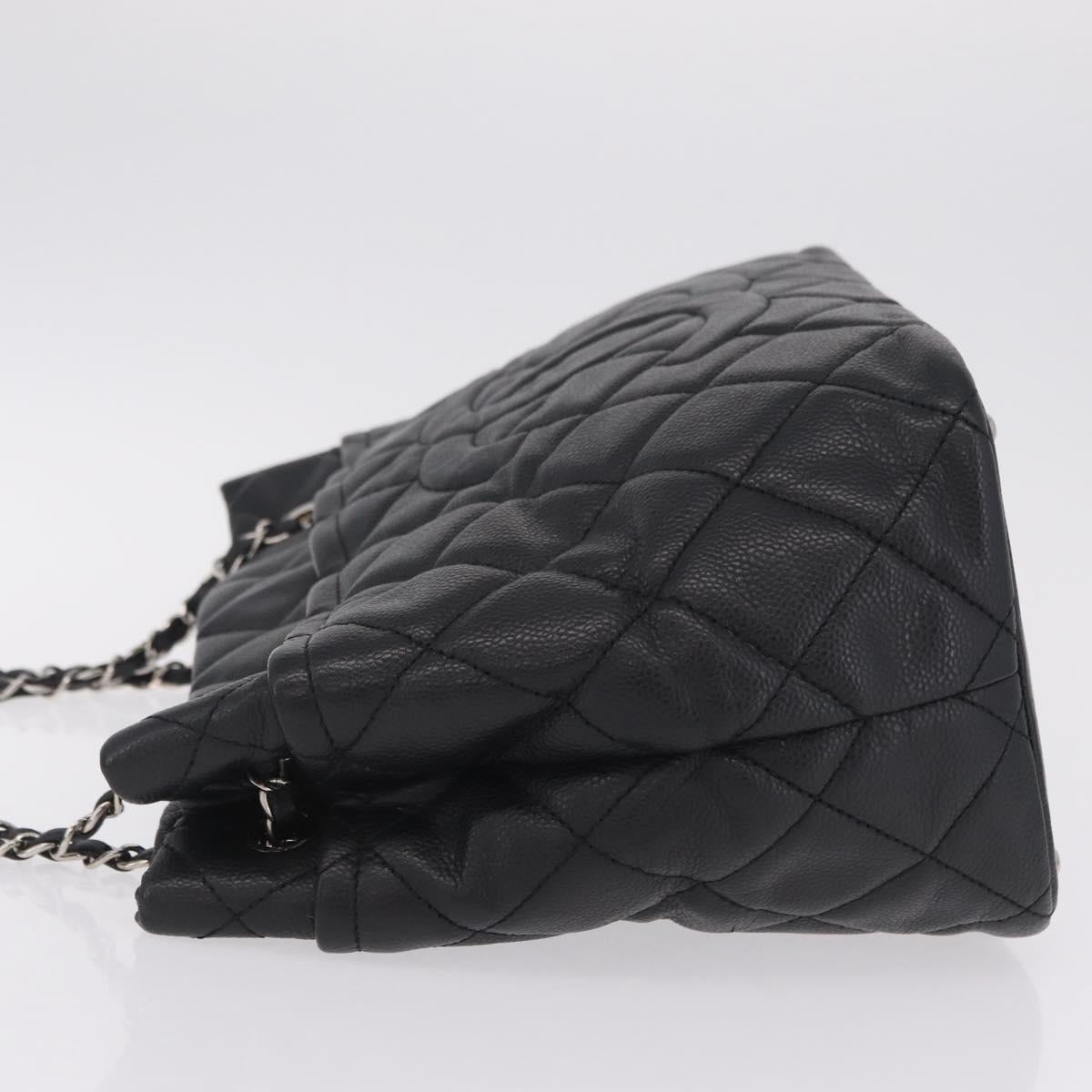 CHANEL GST Matelasse Chain Tote Bag Caviar Skin Black Silver CC Auth ep16554SAM