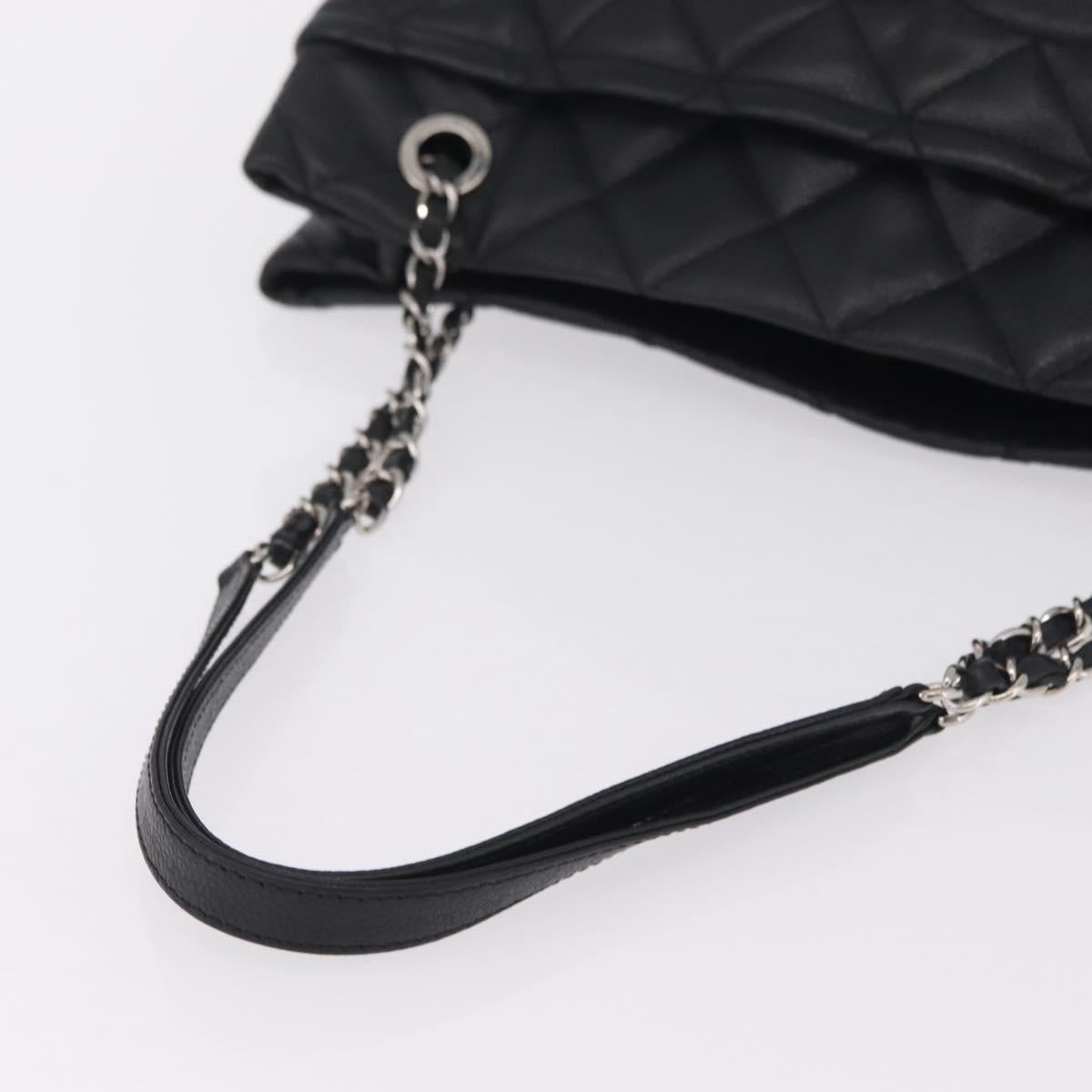 CHANEL GST Matelasse Chain Tote Bag Caviar Skin Black Silver CC Auth ep16554SAM