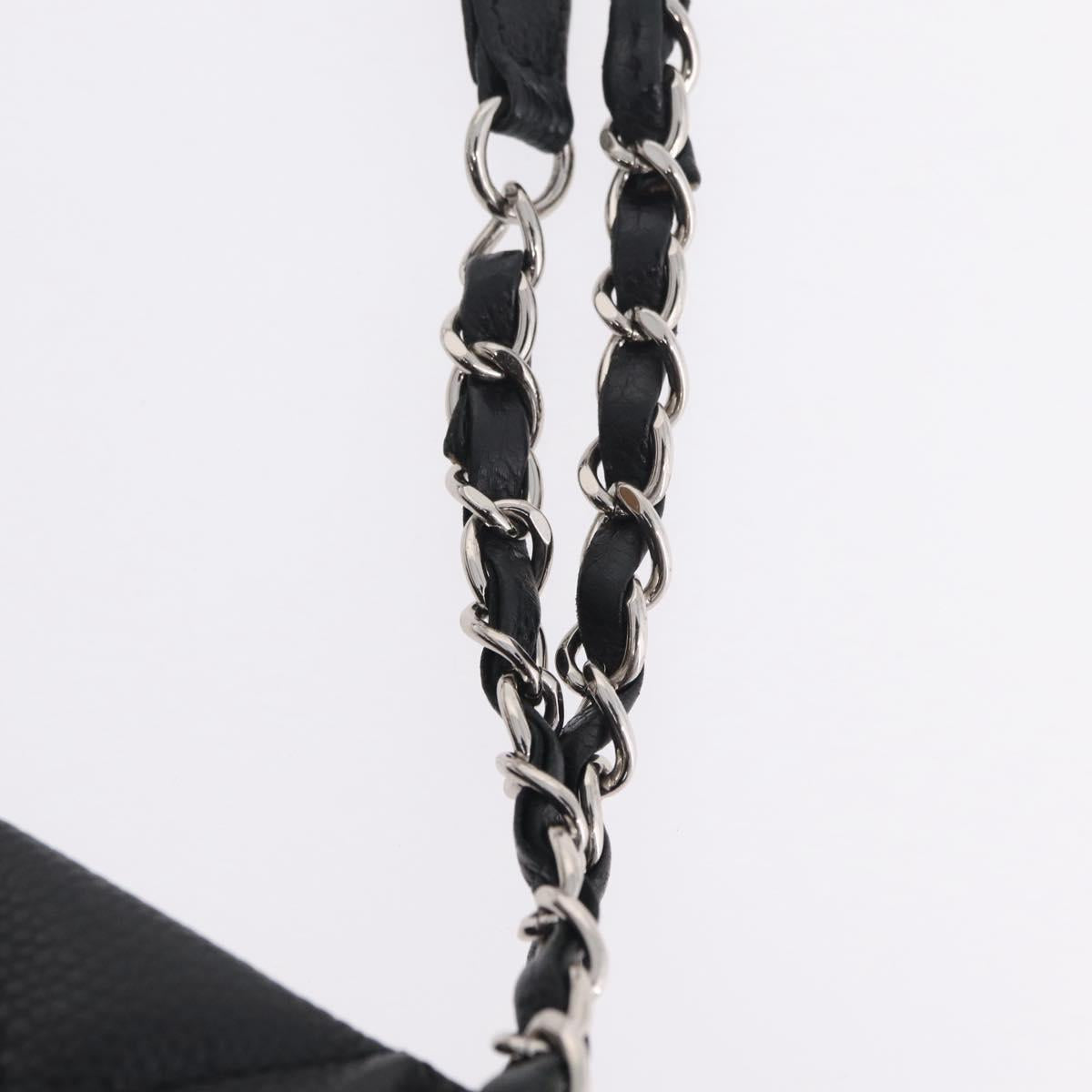 CHANEL GST Matelasse Chain Tote Bag Caviar Skin Black Silver CC Auth ep16554SAM