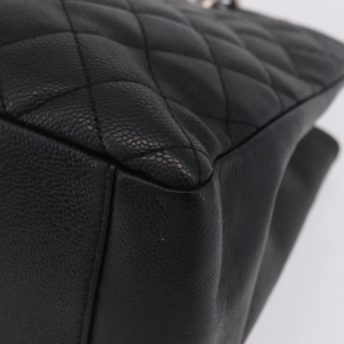 CHANEL GST Matelasse Chain Tote Bag Caviar Skin Black Silver CC Auth ep16555SAM