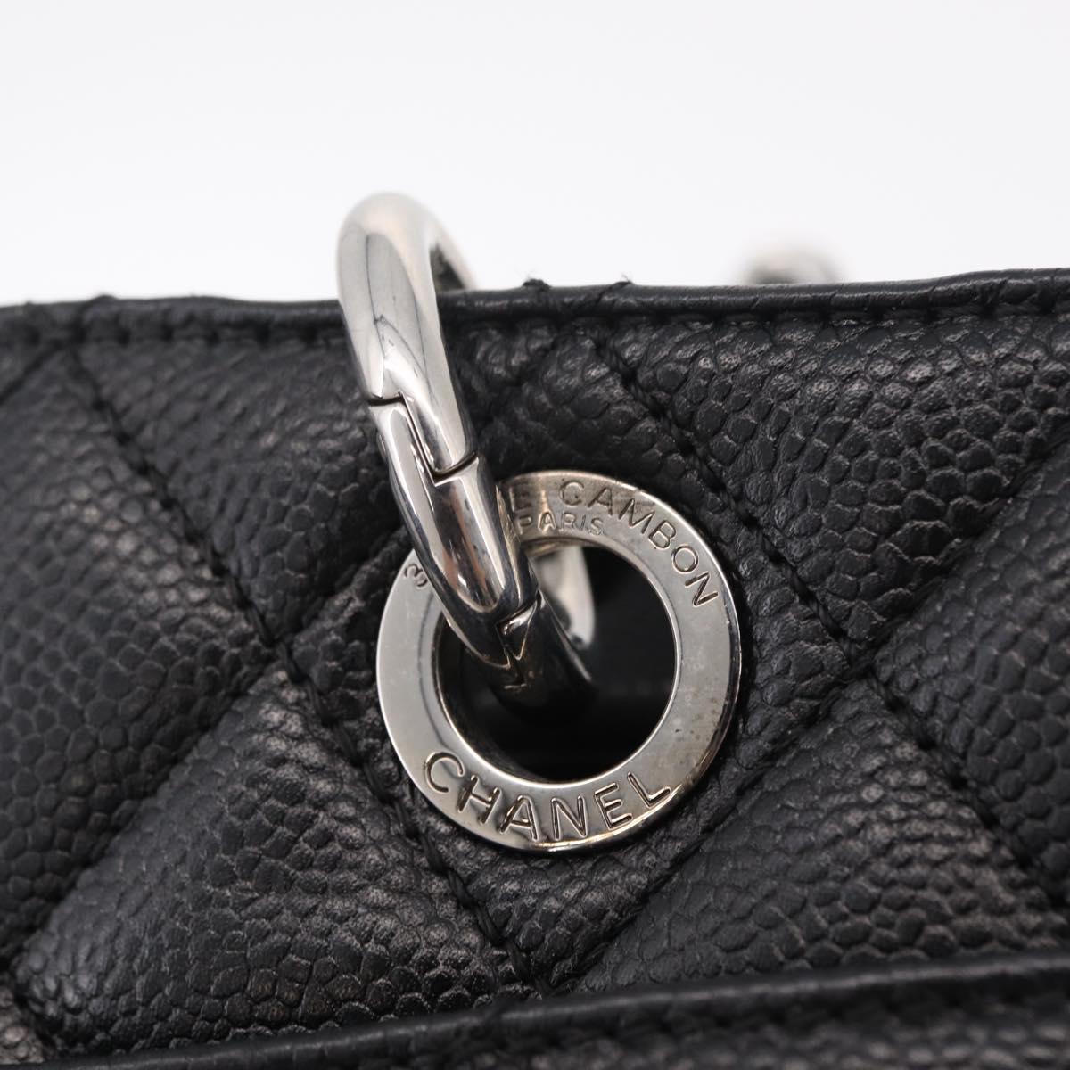 CHANEL GST Matelasse Chain Tote Bag Caviar Skin Black Silver CC Auth ep16555SAM