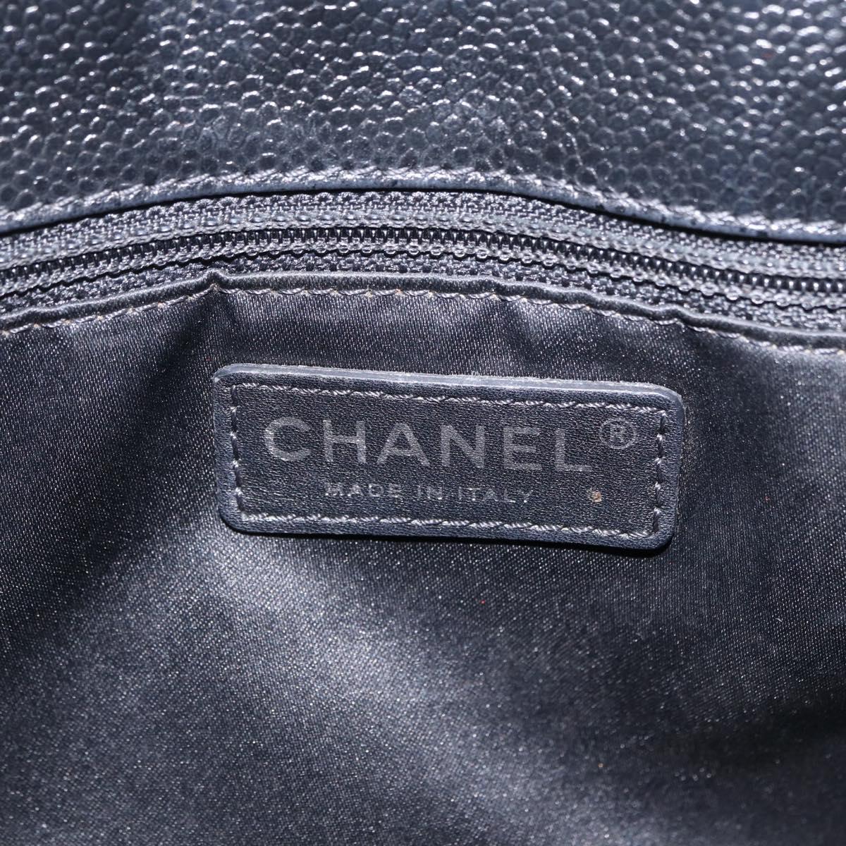 CHANEL GST Matelasse Chain Tote Bag Caviar Skin Black Silver CC Auth ep16555SAM