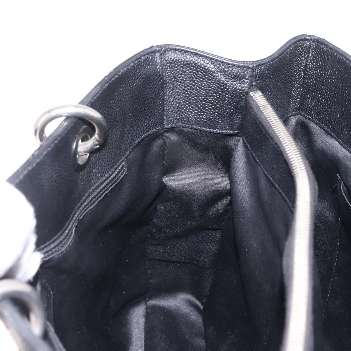 CHANEL GST Matelasse Chain Tote Bag Caviar Skin Black Silver CC Auth ep16555SAM