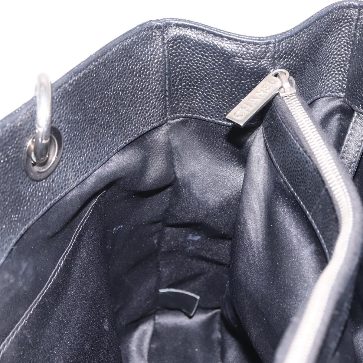CHANEL GST Matelasse Chain Tote Bag Caviar Skin Black Silver CC Auth ep16555SAM