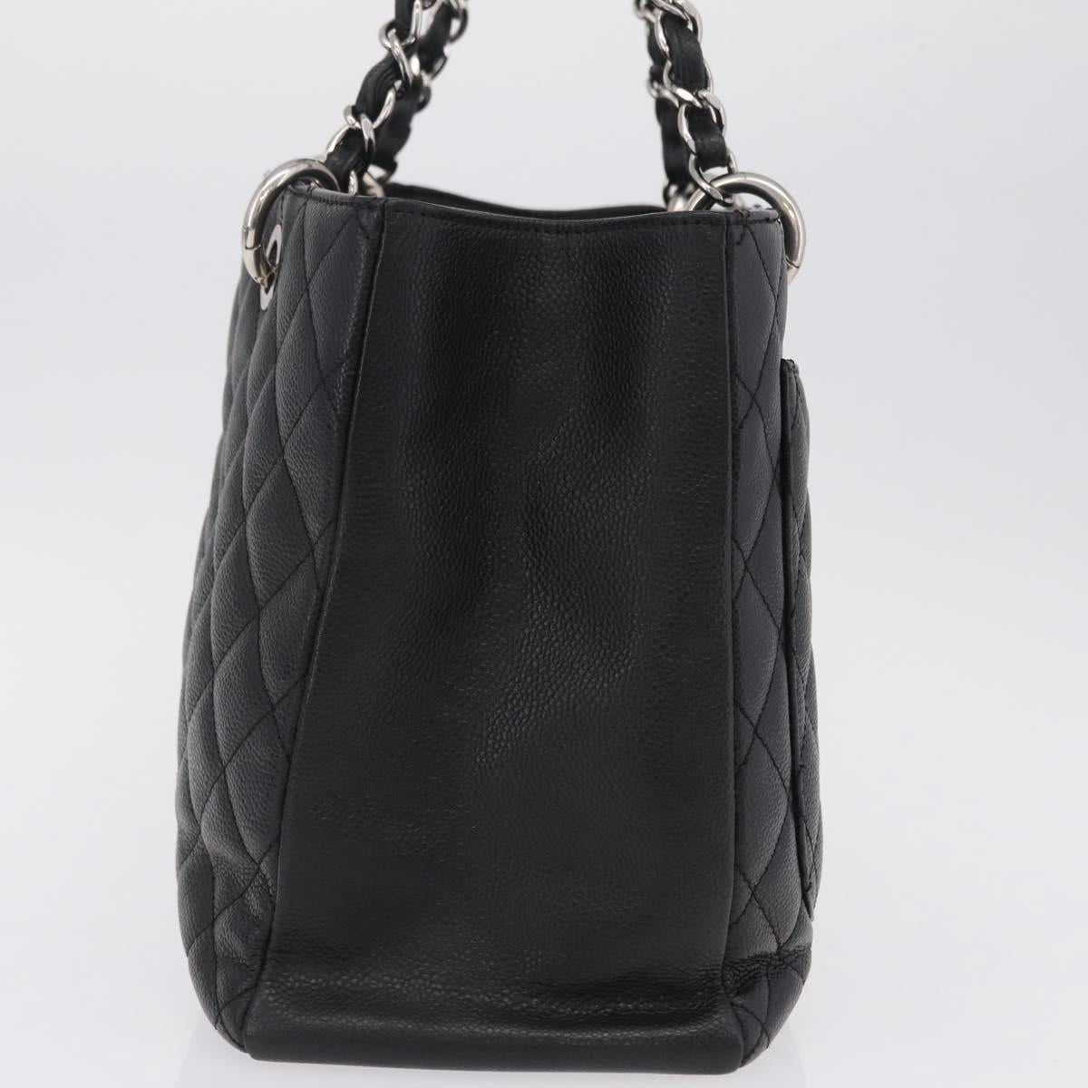 CHANEL GST Matelasse Chain Tote Bag Caviar Skin Black Silver CC Auth ep16555SAM