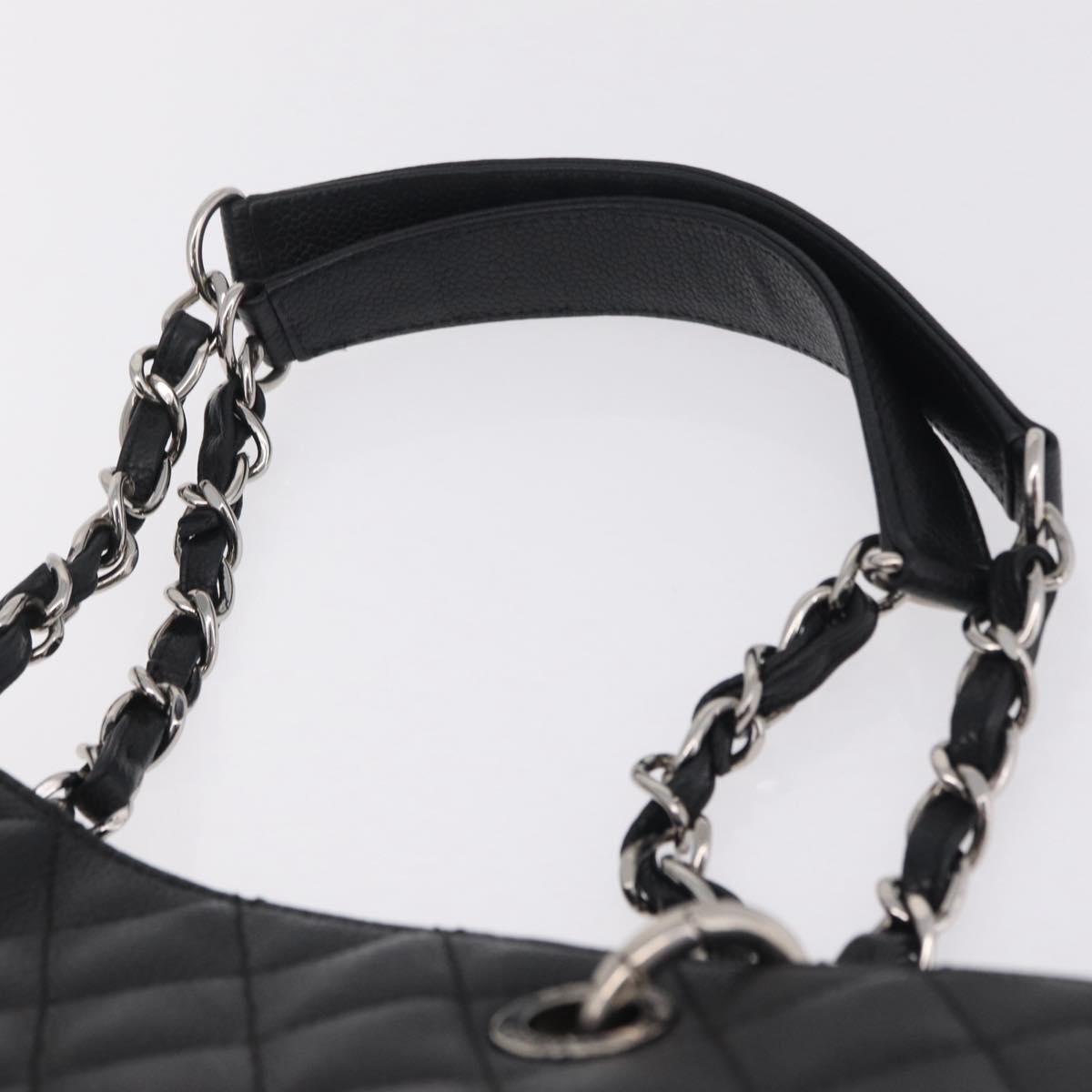 CHANEL GST Matelasse Chain Tote Bag Caviar Skin Black Silver CC Auth ep16555SAM