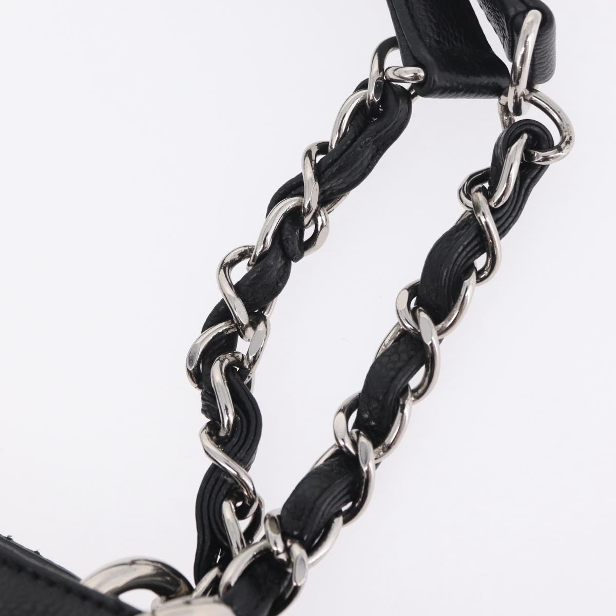 CHANEL GST Matelasse Chain Tote Bag Caviar Skin Black Silver CC Auth ep16555SAM