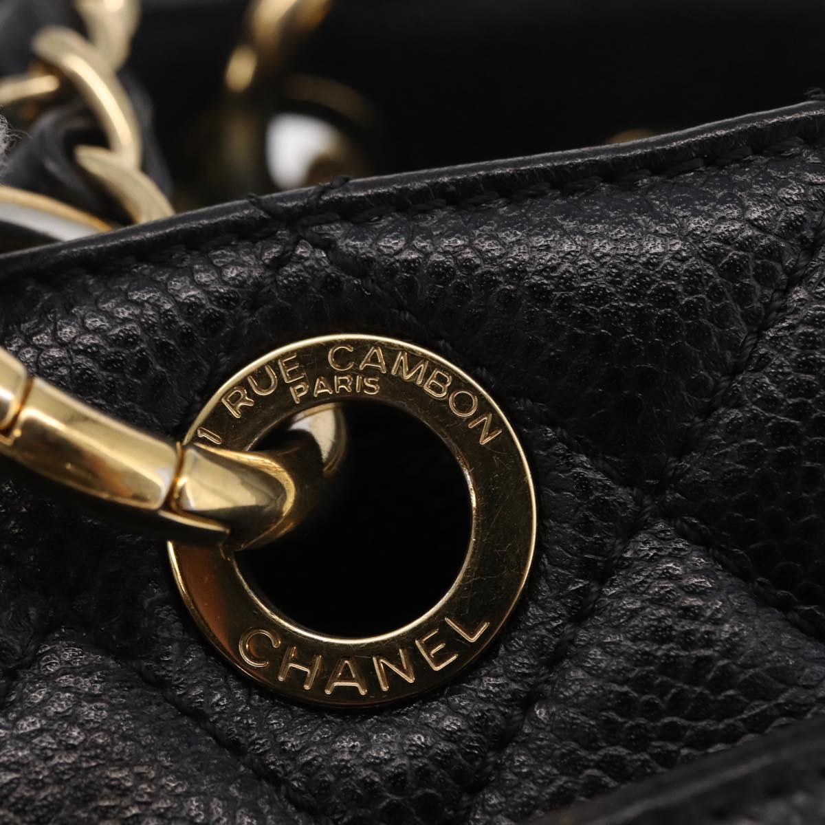 CHANEL GST Matelasse Chain Tote Bag Caviar Skin Black Gold Tone CC Auth ep16556M