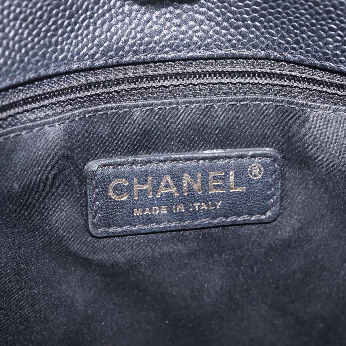 CHANEL GST Matelasse Chain Tote Bag Caviar Skin Black Gold Tone CC Auth ep16556M