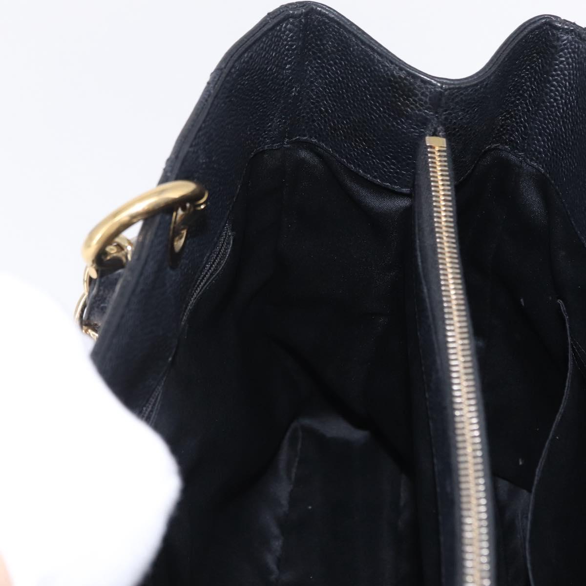 CHANEL GST Matelasse Chain Tote Bag Caviar Skin Black Gold Tone CC Auth ep16556M