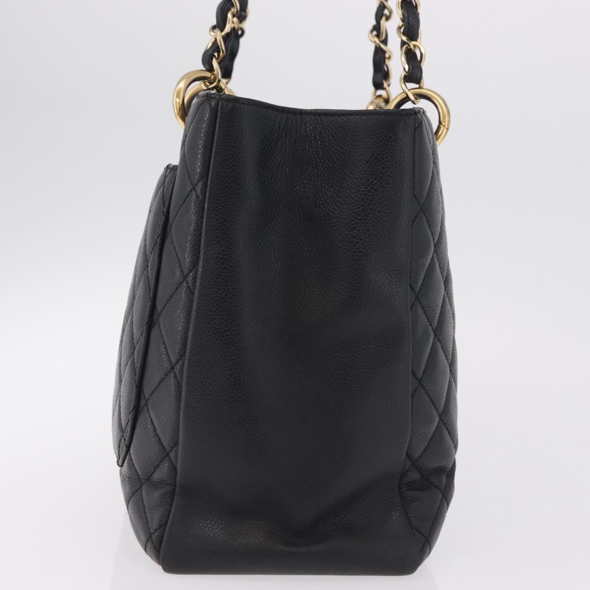 CHANEL GST Matelasse Chain Tote Bag Caviar Skin Black Gold Tone CC Auth ep16556M