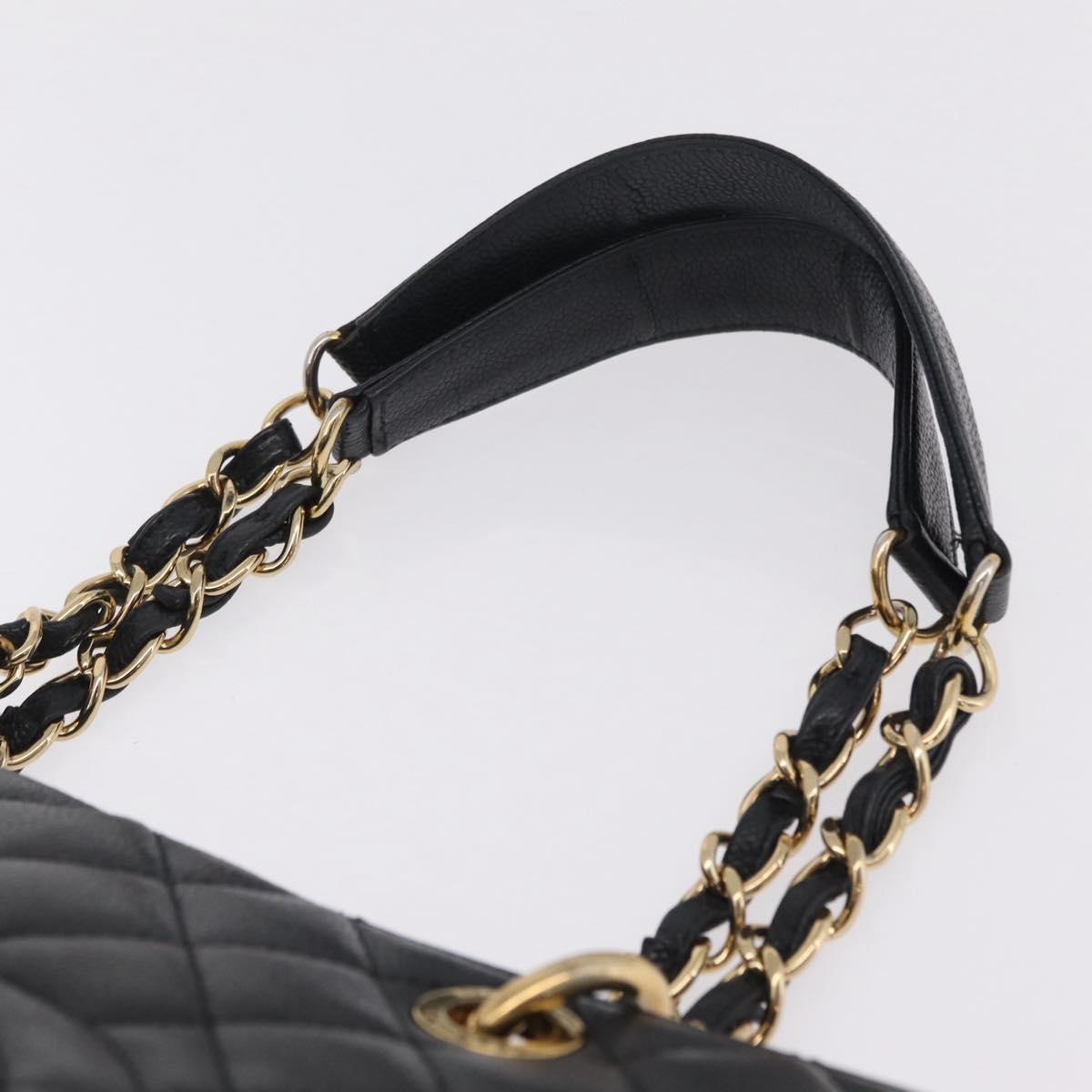 CHANEL GST Matelasse Chain Tote Bag Caviar Skin Black Gold Tone CC Auth ep16556M