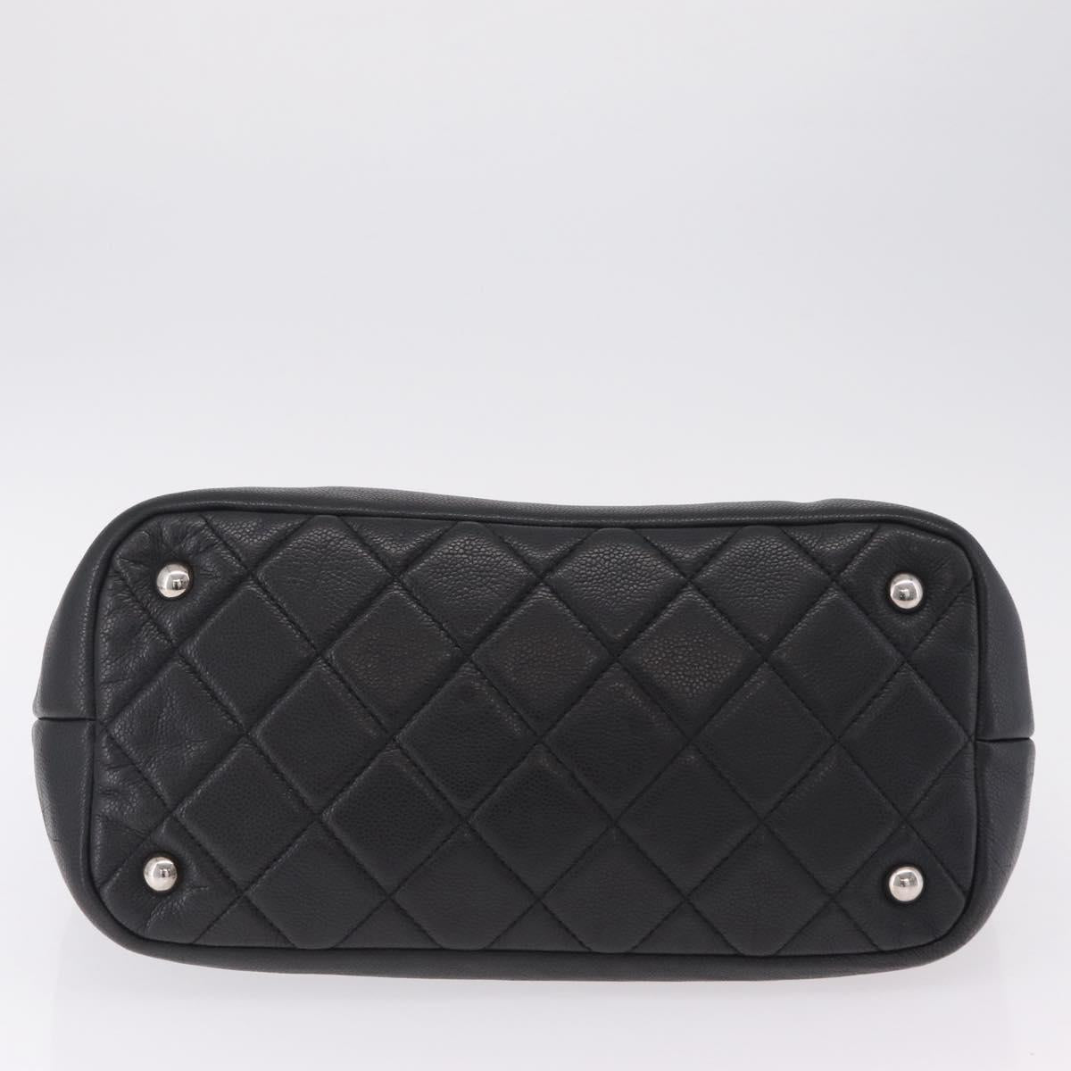 CHANEL Matelasse Chain Tote Bag Caviar Skin Black Silver CC Auth ep16557SAM