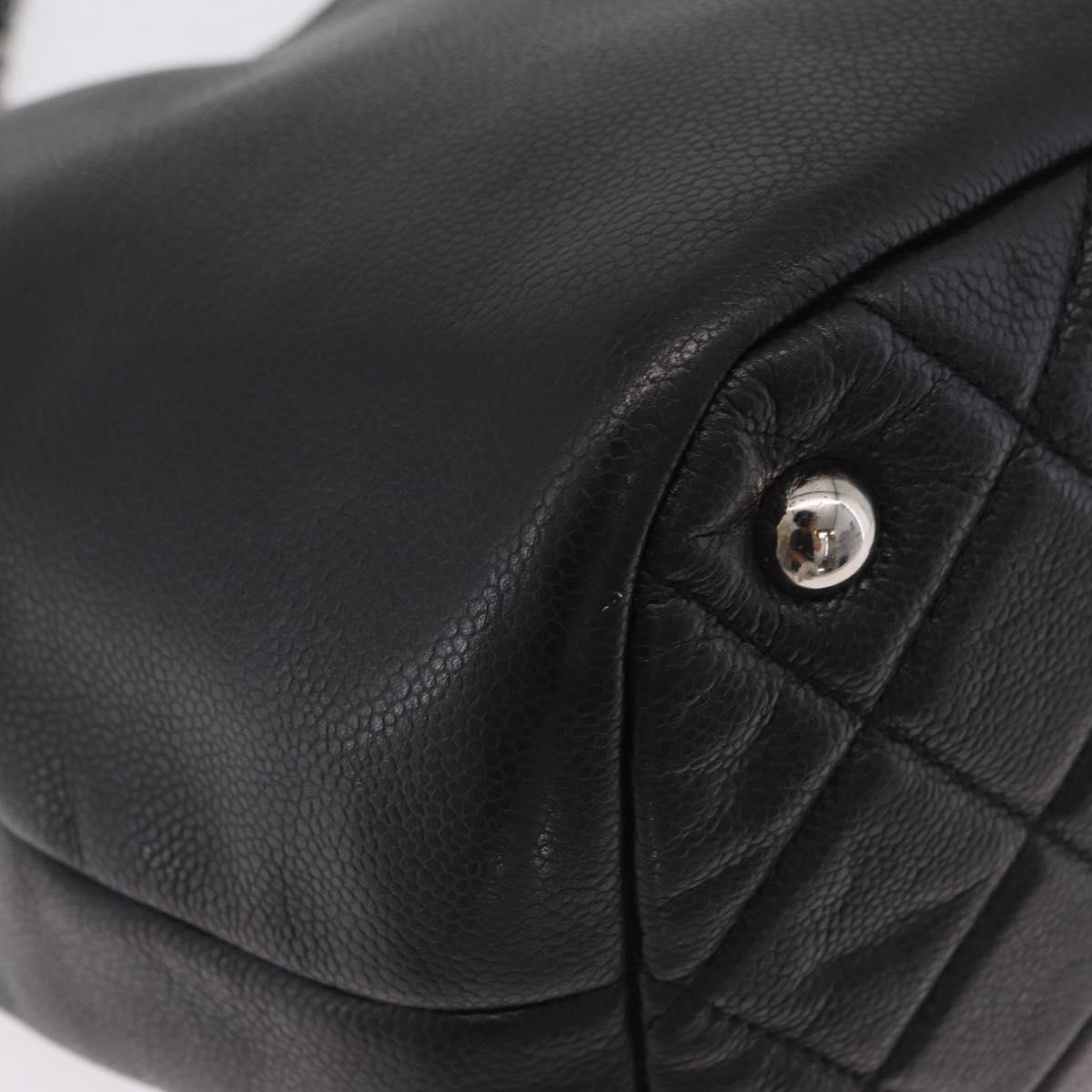 CHANEL Matelasse Chain Tote Bag Caviar Skin Black Silver CC Auth ep16557SAM