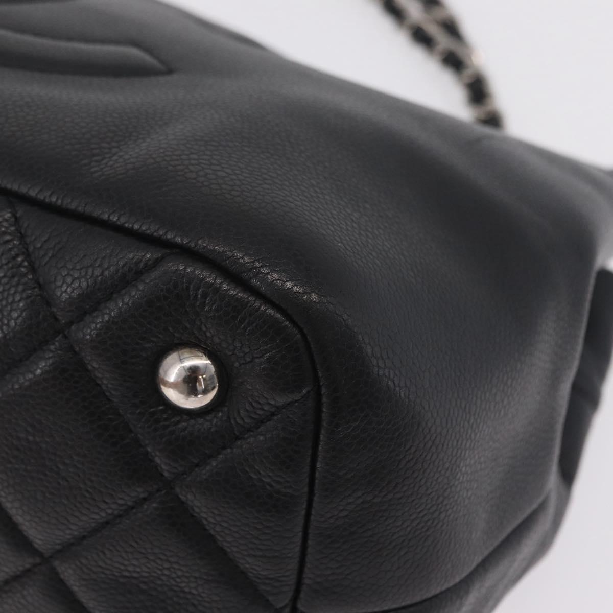CHANEL Matelasse Chain Tote Bag Caviar Skin Black Silver CC Auth ep16557SAM