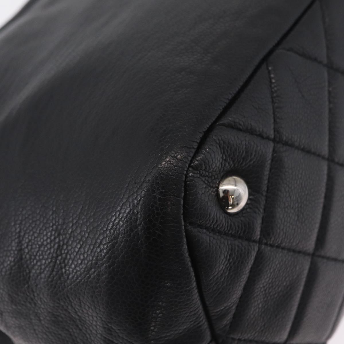 CHANEL Matelasse Chain Tote Bag Caviar Skin Black Silver CC Auth ep16557SAM