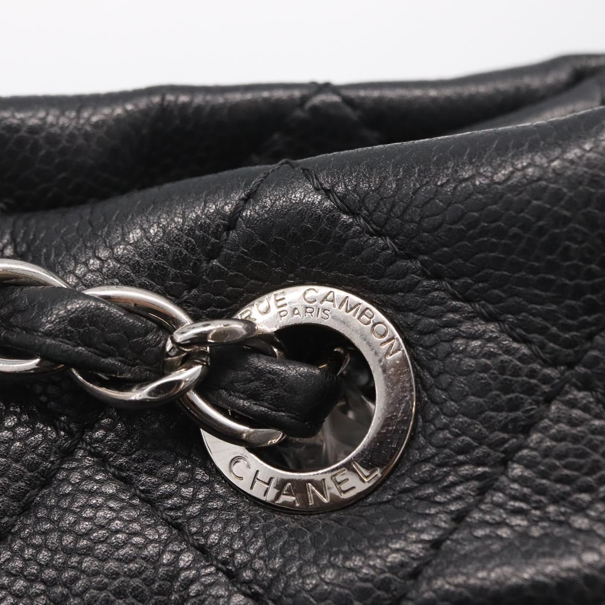 CHANEL Matelasse Chain Tote Bag Caviar Skin Black Silver CC Auth ep16557SAM