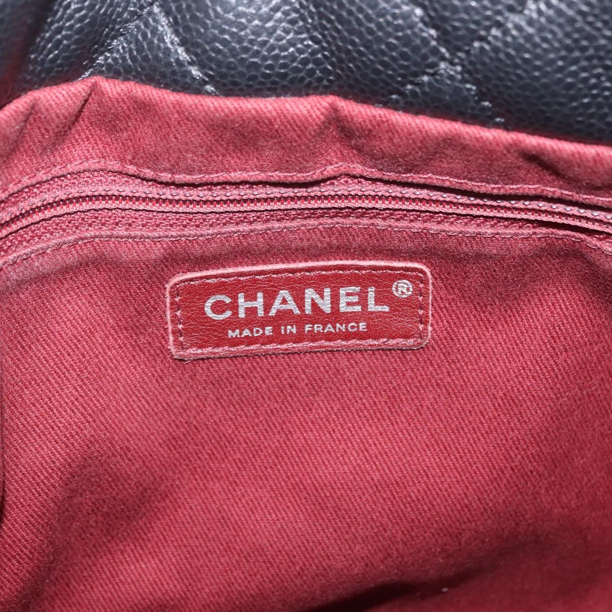 CHANEL Matelasse Chain Tote Bag Caviar Skin Black Silver CC Auth ep16557SAM