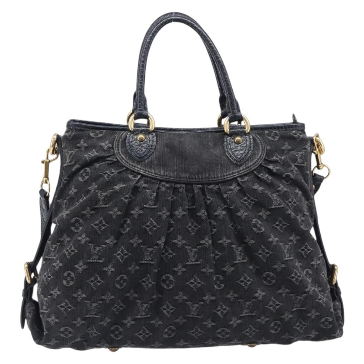 LOUIS VUITTON Monogram Denim Neo Cabby MM Hand Bag Black M95351 LV Auth ep16576A