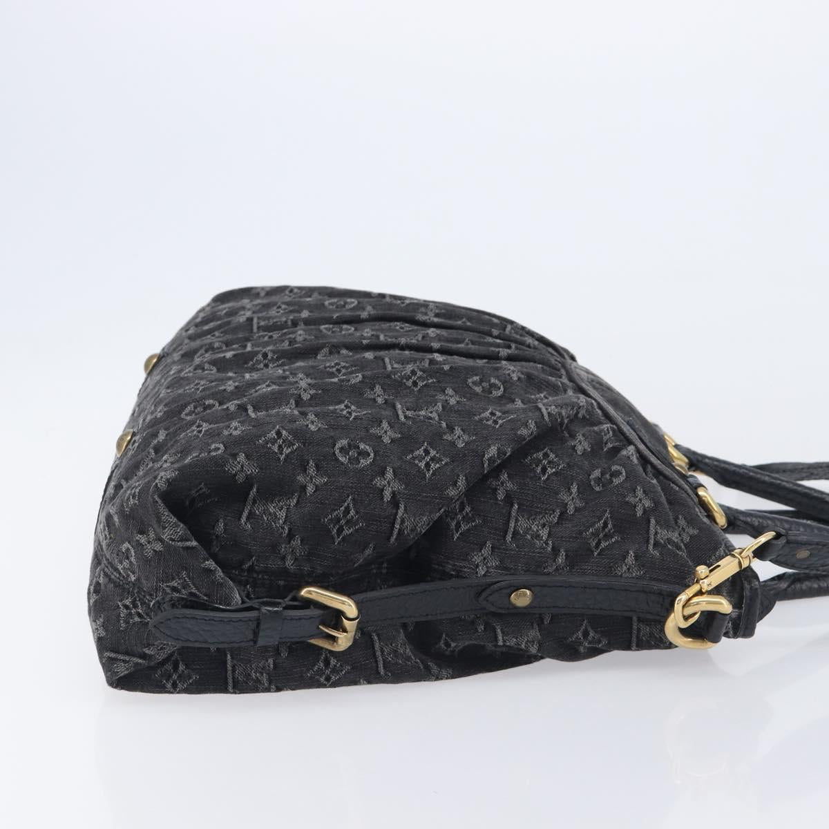 LOUIS VUITTON Monogram Denim Neo Cabby MM Hand Bag Black M95351 LV Auth ep16576A