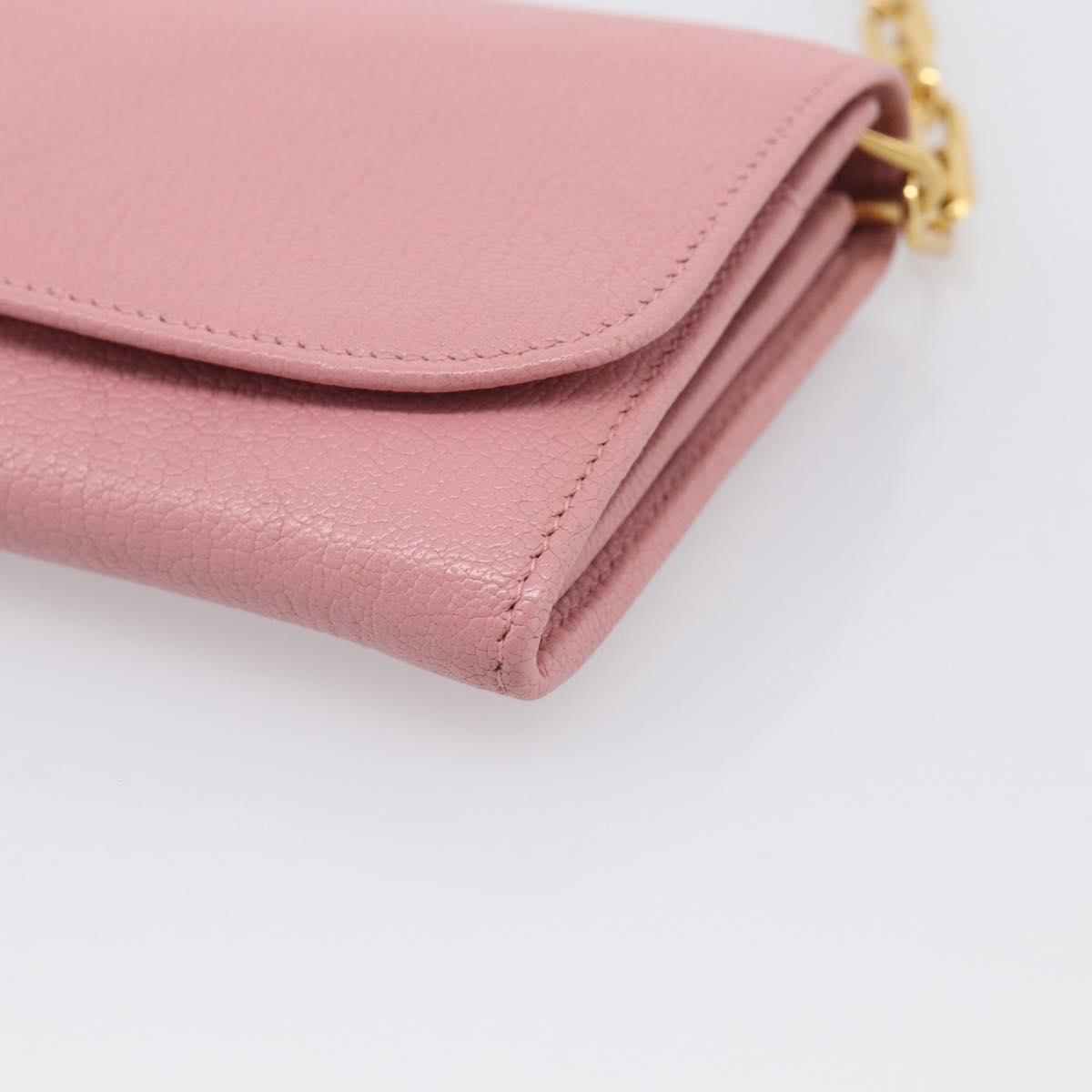 Miu Miu Chain Shoulder Wallet Leather Pink Gold Tone Auth ep16592V