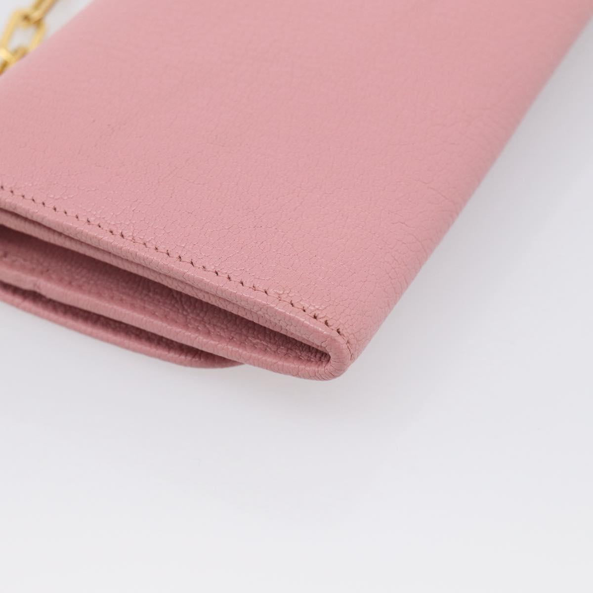 Miu Miu Chain Shoulder Wallet Leather Pink Gold Tone Auth ep16592V