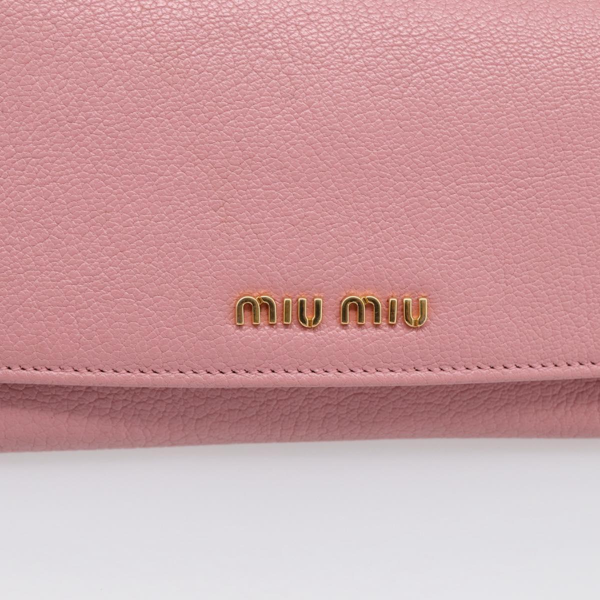 Miu Miu Chain Shoulder Wallet Leather Pink Gold Tone Auth ep16592V