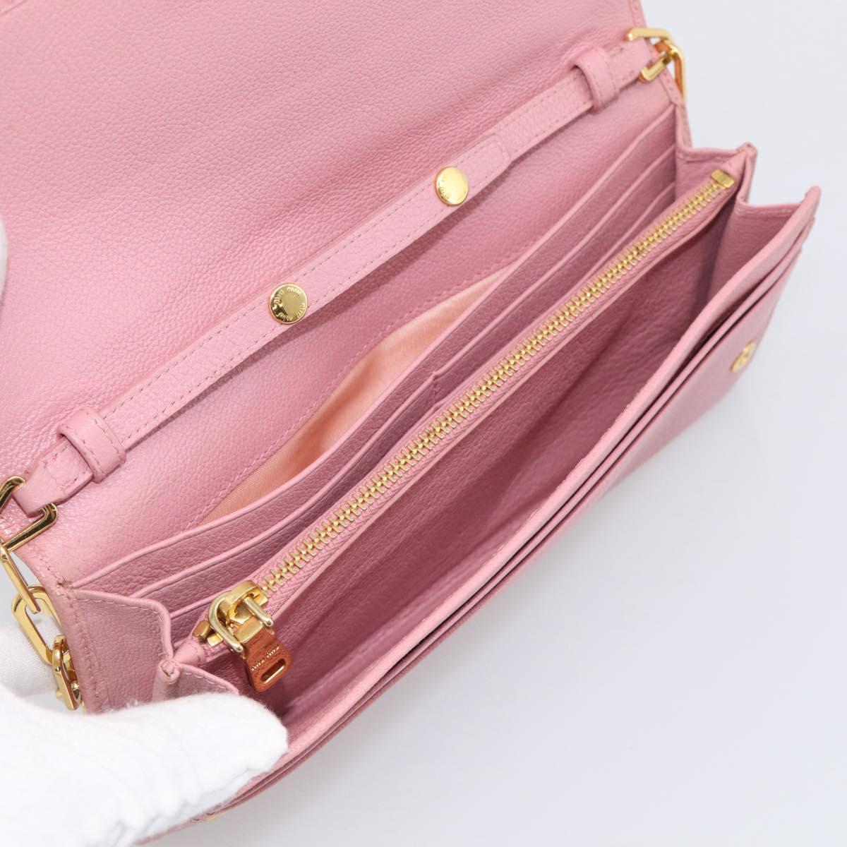 Miu Miu Chain Shoulder Wallet Leather Pink Gold Tone Auth ep16592V