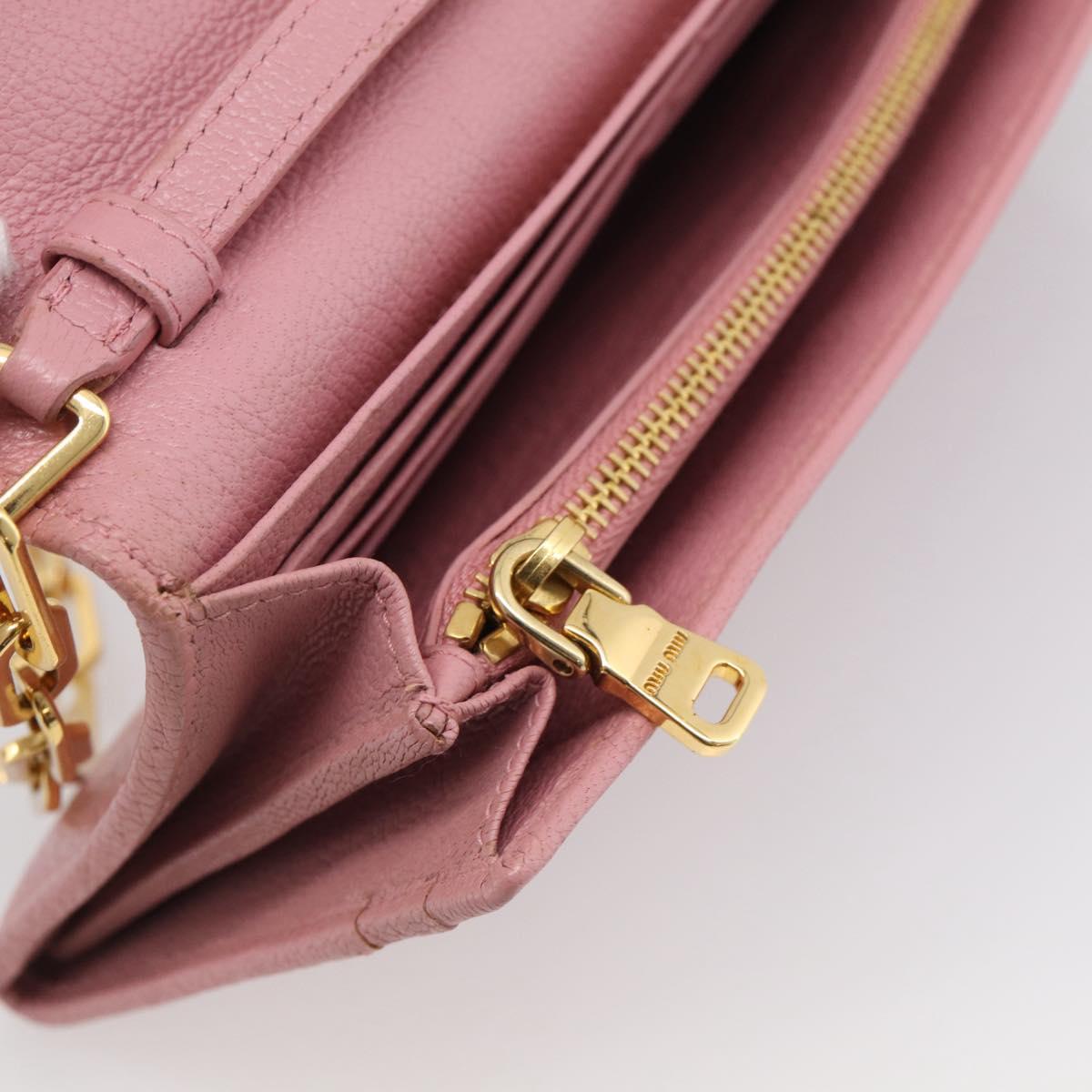 Miu Miu Chain Shoulder Wallet Leather Pink Gold Tone Auth ep16592V