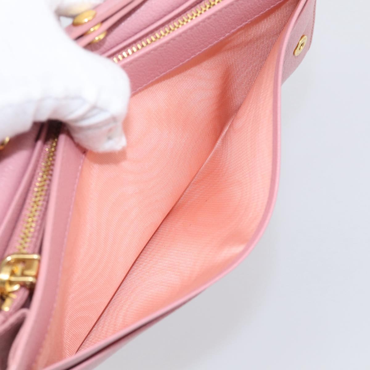 Miu Miu Chain Shoulder Wallet Leather Pink Gold Tone Auth ep16592V