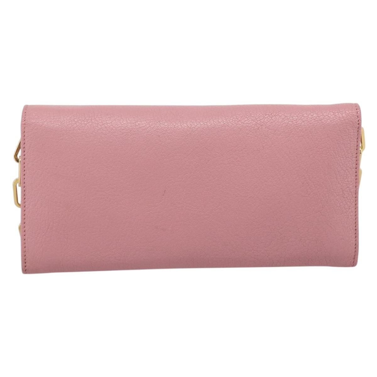 Miu Miu Chain Shoulder Wallet Leather Pink Gold Tone Auth ep16592V