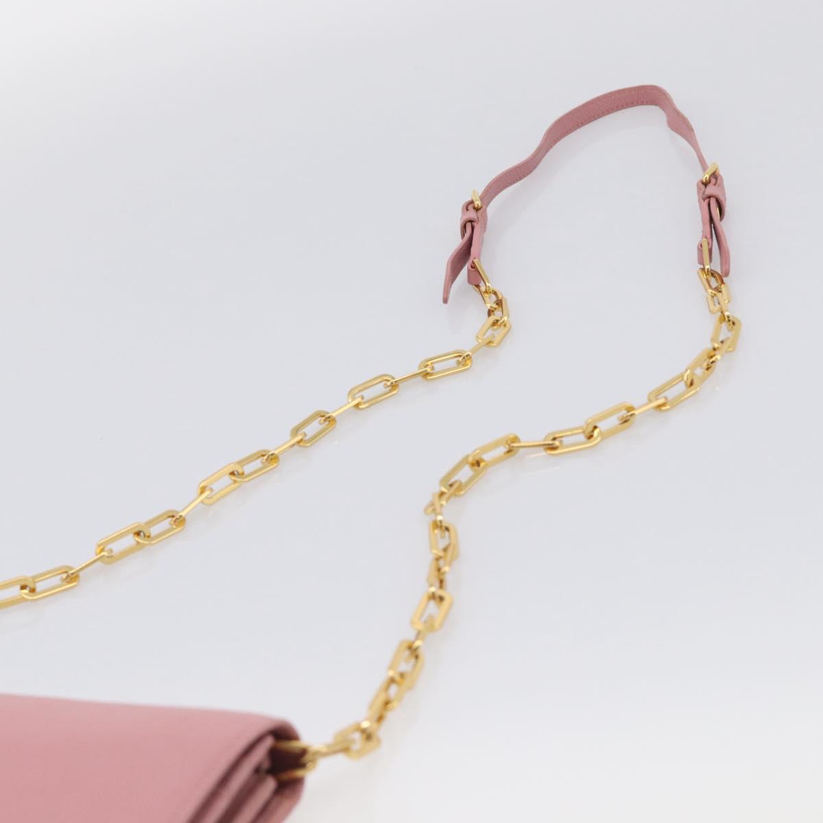 Miu Miu Chain Shoulder Wallet Leather Pink Gold Tone Auth ep16592V