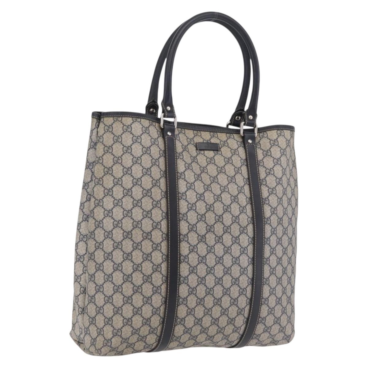 GUCCI GG Supreme Tote Bag PVC Navy Silver 223668 Auth ep16593A