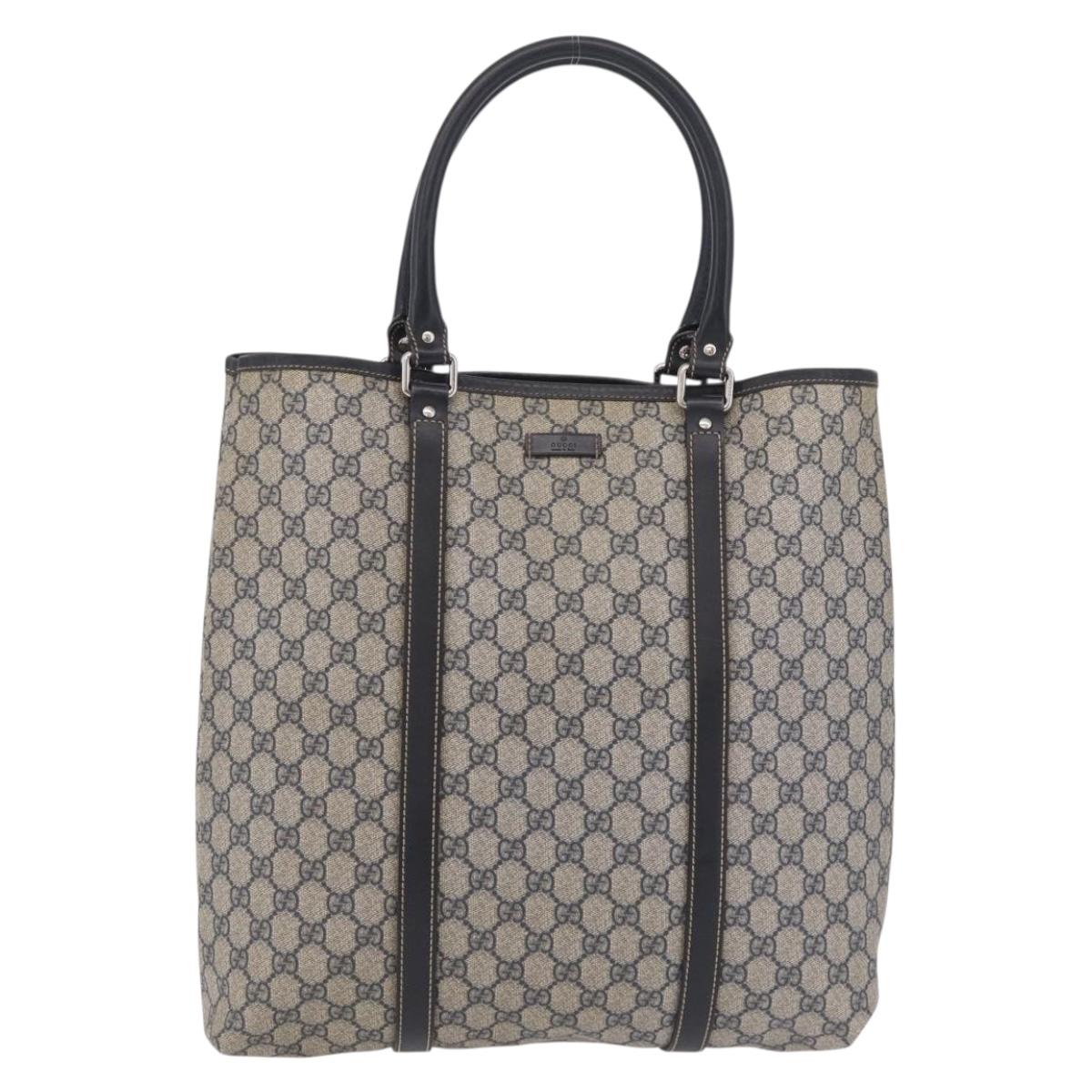 GUCCI GG Supreme Tote Bag PVC Navy Silver 223668 Auth ep16593A