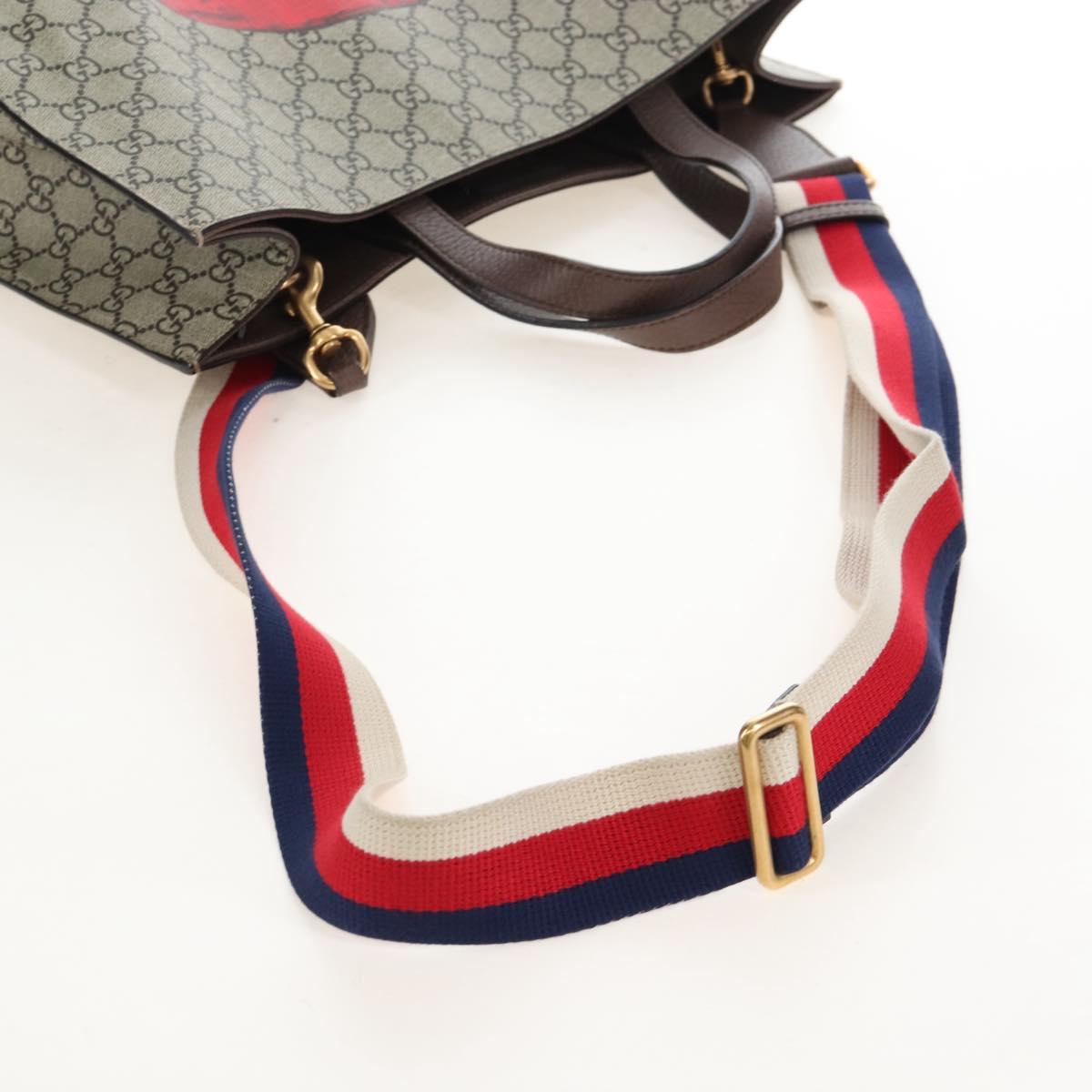 GUCCI GG Supreme Tote Bag PVC 2way Beige Red 450950 Auth ep16594A