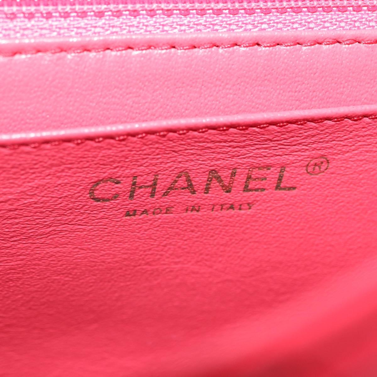 CHANEL Mini Matelasse 17 Chain Shoulder Bag Lamb Skin Red Gold Auth ep16596SAM