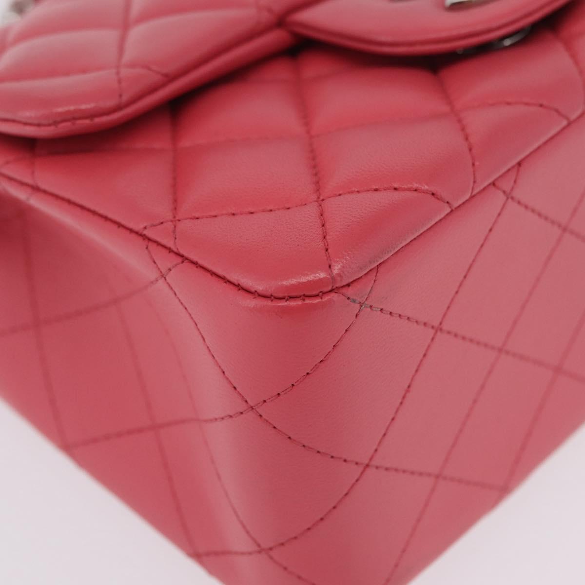 CHANEL Mini Matelasse 17 Chain Shoulder Bag Lamb Skin Pink Auth ep16597SAM