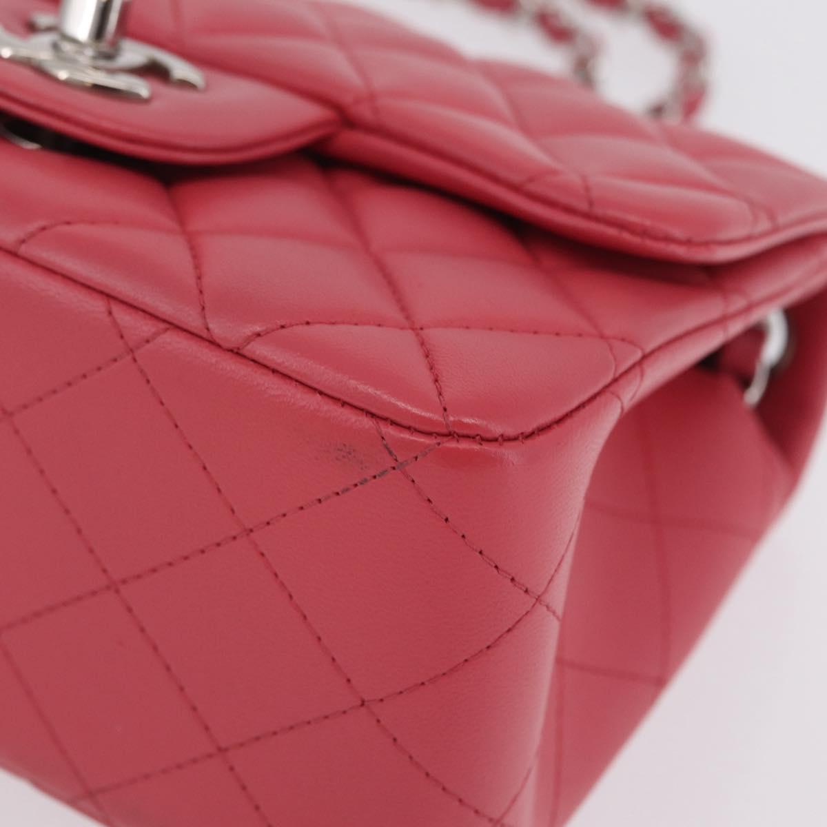 CHANEL Mini Matelasse 17 Chain Shoulder Bag Lamb Skin Pink Auth ep16597SAM