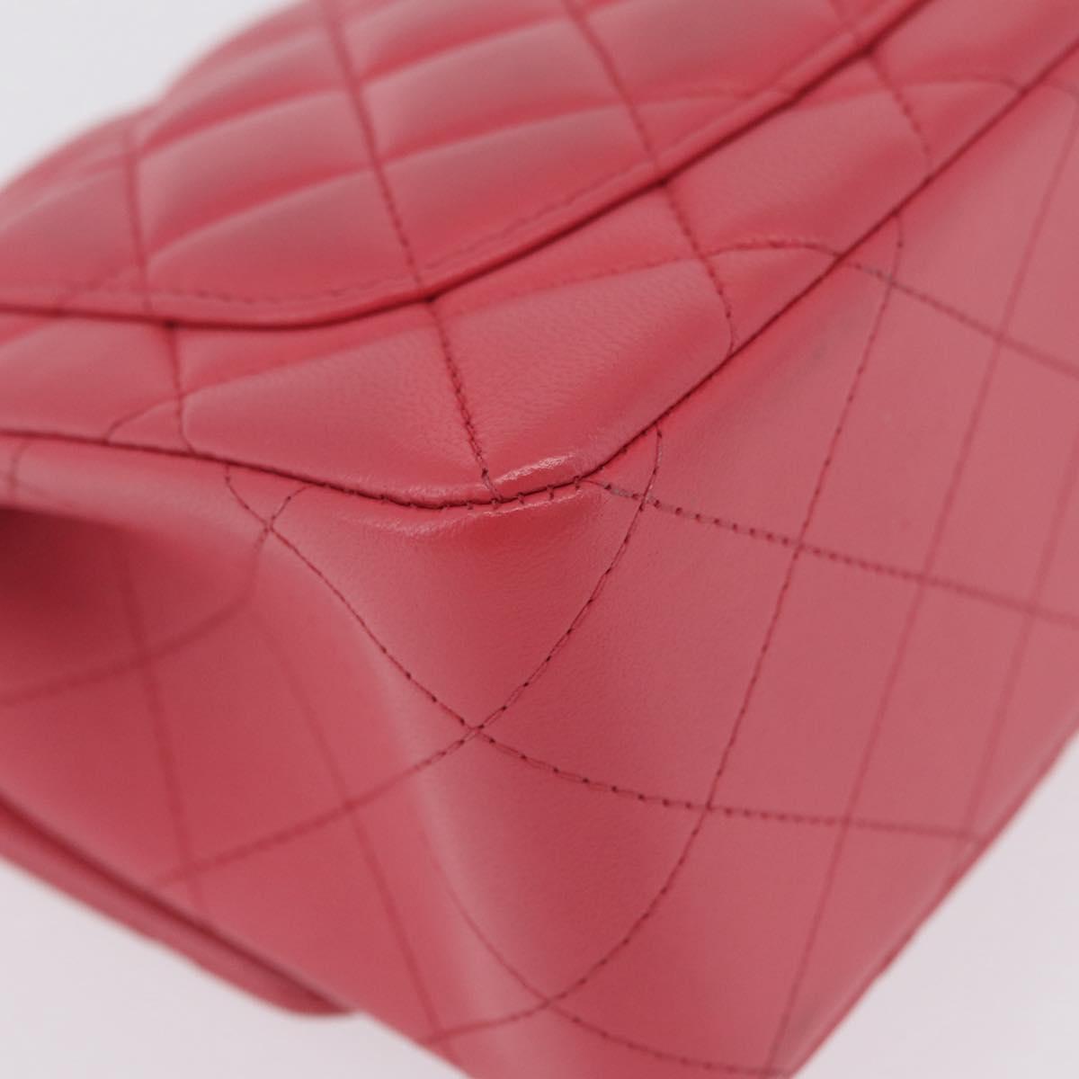 CHANEL Mini Matelasse 17 Chain Shoulder Bag Lamb Skin Pink Auth ep16597SAM