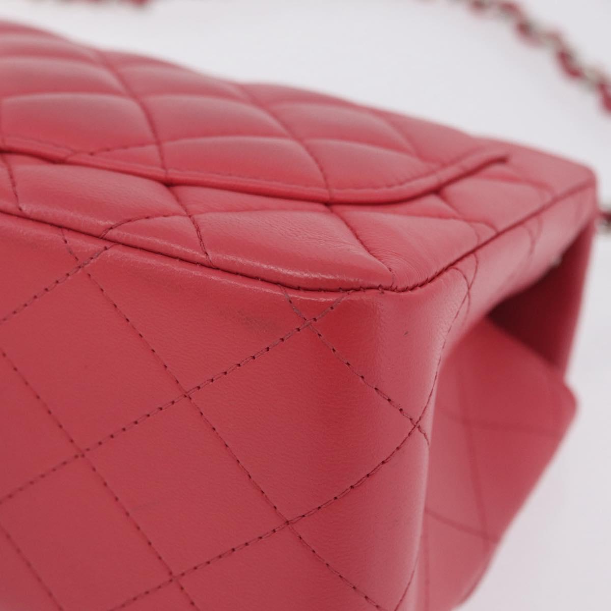 CHANEL Mini Matelasse 17 Chain Shoulder Bag Lamb Skin Pink Auth ep16597SAM