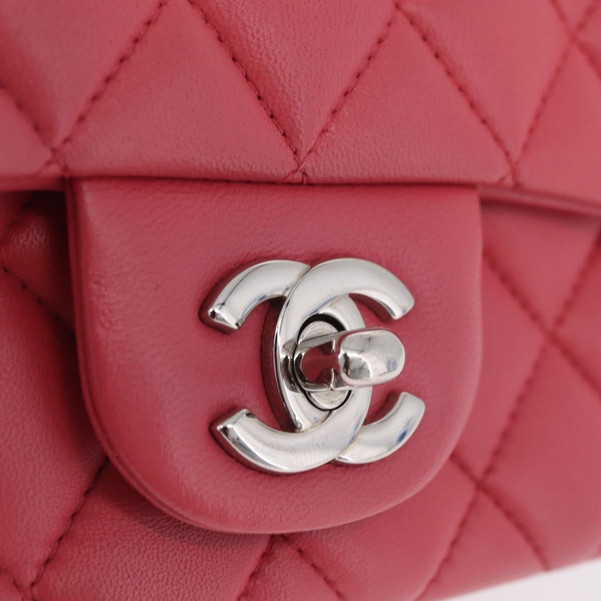 CHANEL Mini Matelasse 17 Chain Shoulder Bag Lamb Skin Pink Auth ep16597SAM