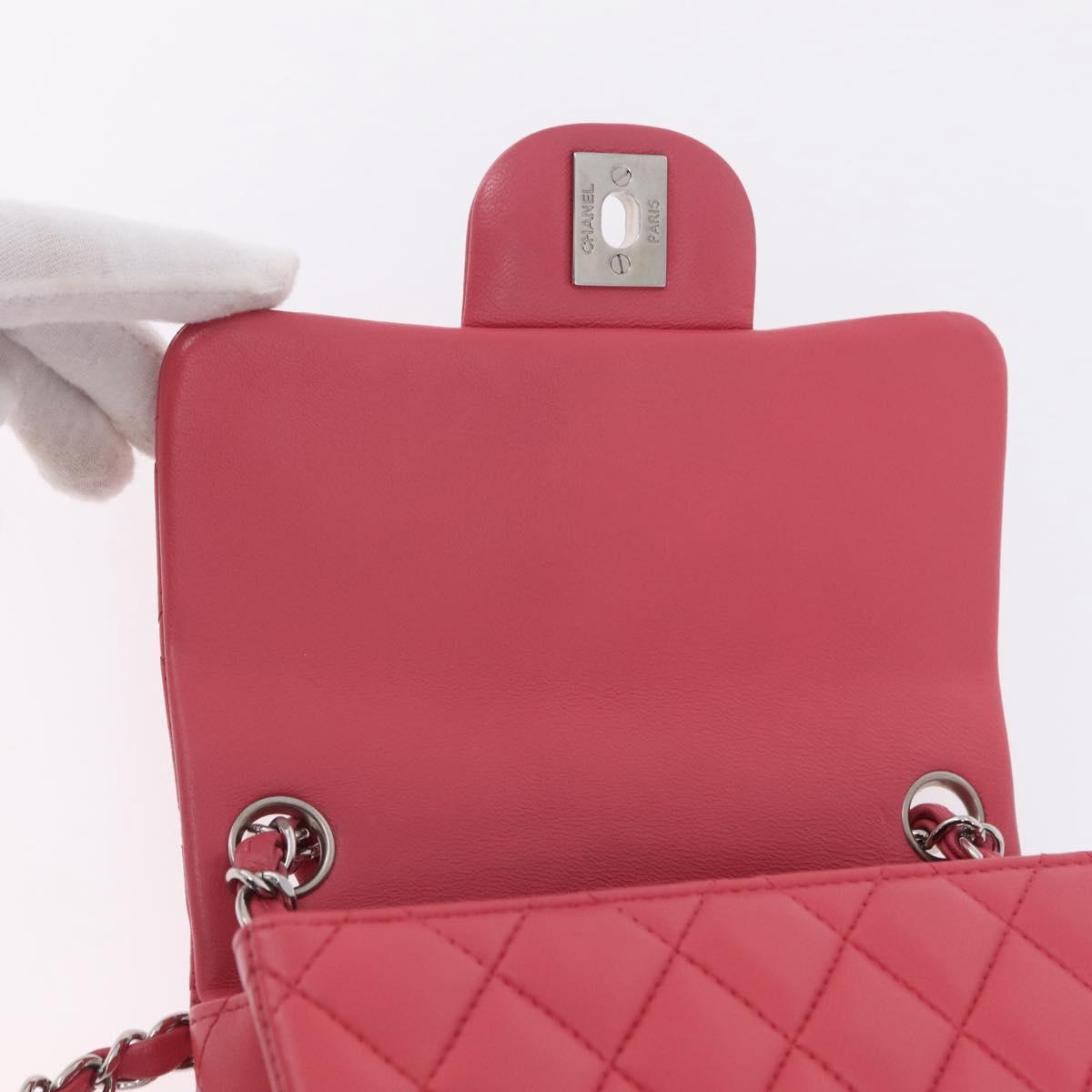CHANEL Mini Matelasse 17 Chain Shoulder Bag Lamb Skin Pink Auth ep16597SAM