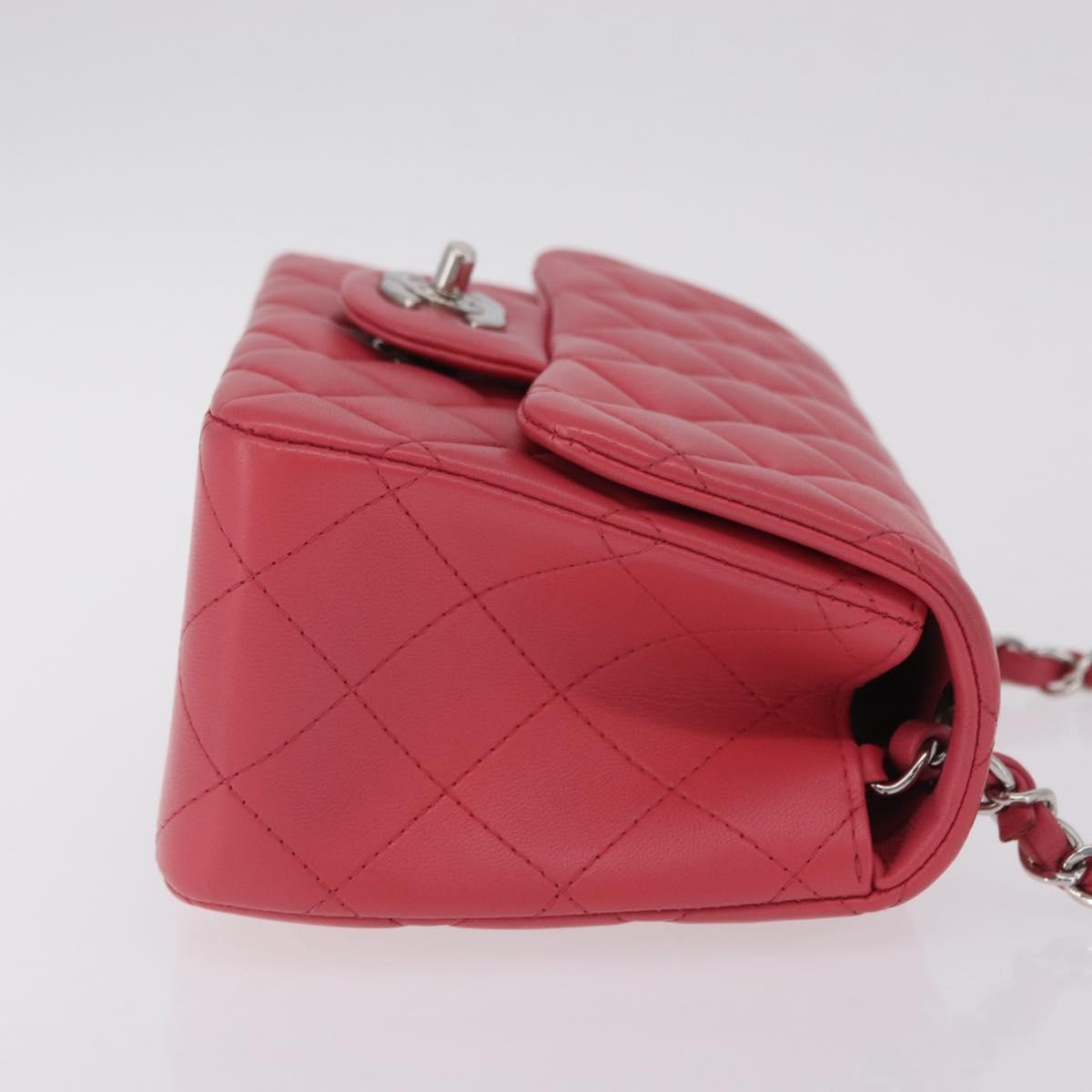 CHANEL Mini Matelasse 17 Chain Shoulder Bag Lamb Skin Pink Auth ep16597SAM