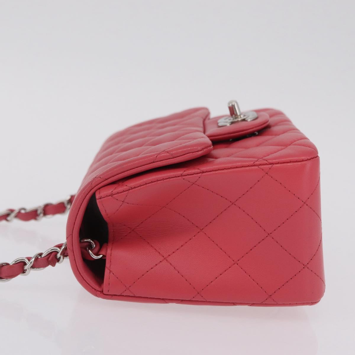 CHANEL Mini Matelasse 17 Chain Shoulder Bag Lamb Skin Pink Auth ep16597SAM